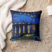 スターリーナイトオーバーザローネヴァンゴッホファインアート クッション (ブランケット)