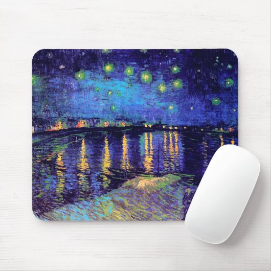スターリーナイトオーバーザローネヴァンゴッホファインアート マウスパッド (マウス)