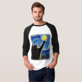 スターリーナイトキャット、ヴァンゴッホ猫好きキャットパパママT Tシャツ (正面フル)