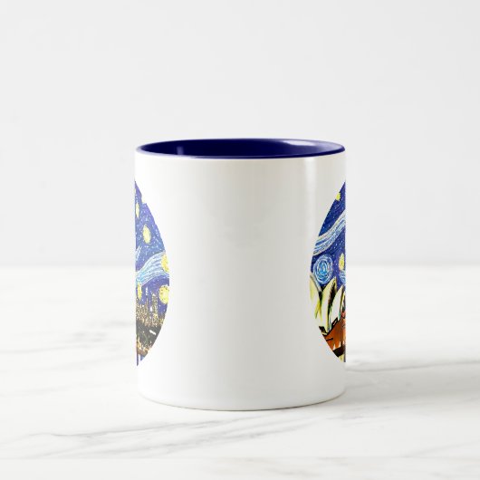 スターリーナイトシドニーオーストラリアオペラハウス ツートーンマグカップ (中央)