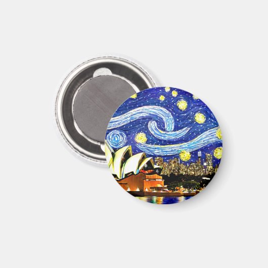 スターリーナイトシドニーオーストラリアオペラハウス マグネット (正面/裏面)