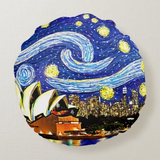 スターリーナイトシドニーオーストラリアオペラハウス ラウンドクッション (裏面)