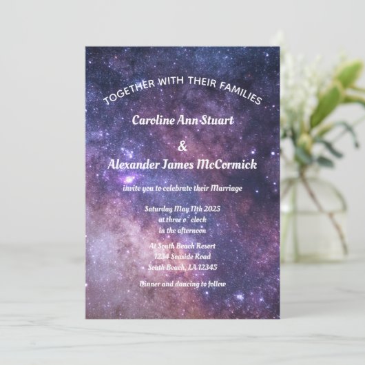 スターリーナイトスカイエレガント銀河系シレ結婚ンツ 招待状 (スタンド正面)