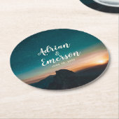 スターリーナイトスカイサンセットマウン結婚テンモダンズ ラウンドペーパーコースター (アングル)
