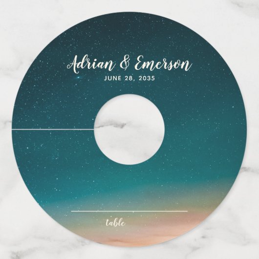 スターリーナイトスカイサンセット結婚ズシーティング座席表 ワイングラスタグ (正面)