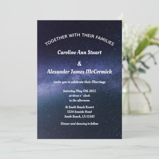 スターリーナイトスカイ銀河系スターモダンズ結婚 招待状 (スタンド正面)