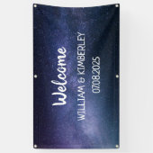 スターリーナイトスターズスカイ結婚銀河系ズネイビーブルー 横断幕 (縦)