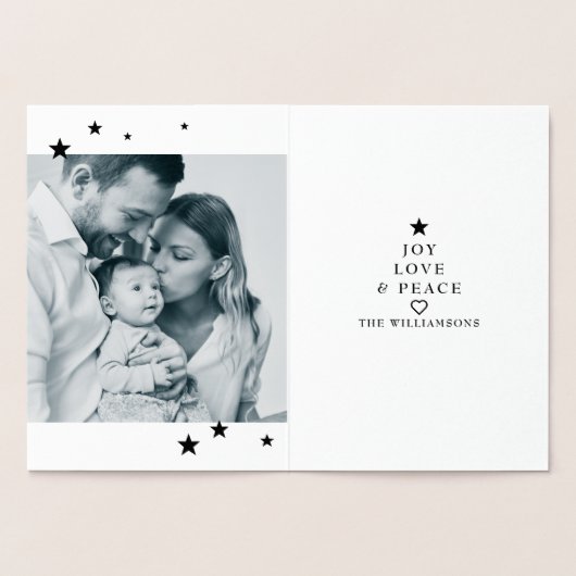 スターリーナイトタイポグラフィオーナメントクリスマスフォト 箔カード (内部)