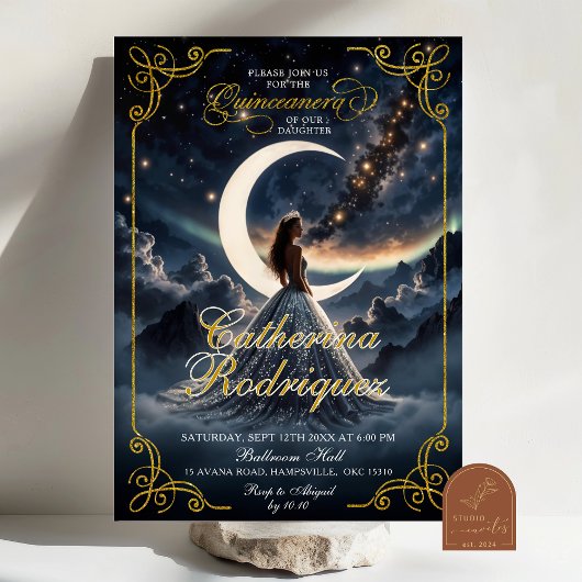 スターリーナイトダスティブルーのQuinceañera招待状 招待状