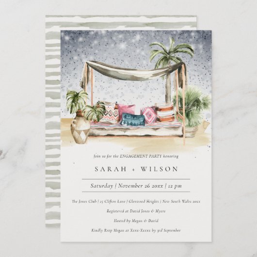 スターリーナイトトロピカルカバナ婚約招待状 サンキューカード (正面/裏面)