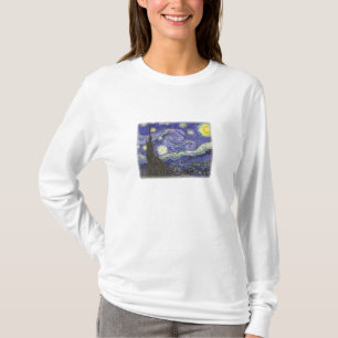 スターリーナイトバイヴァンゴッホレディースロングスリーブシャツ Tシャツ