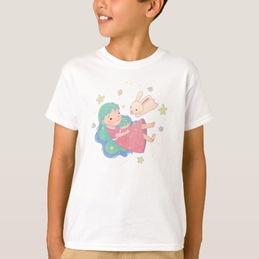 スターリーナイトバニー&ガールイラストレーション Tシャツ (正面)