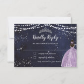 スターリーナイトパープル薄紫ドレスシルバーキンセアニラ 出欠カード (正面)