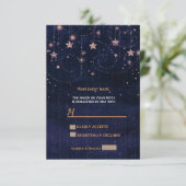 スターリーナイトパープル金ゴールドスお洒落ターズRSVP 出欠カード (スタンド正面)