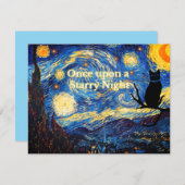 スターリーナイトビンセントゴッホキャットグリーティングカード サンキューカード (正面/裏面)