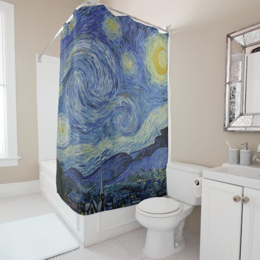 スターリーナイトビンセントゴッホファインアート絵画ズ シャワーカーテン (インサイチュ)