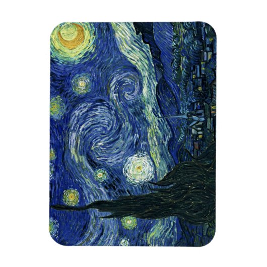 スターリーナイトビンセントゴッホファインアート絵画ズ マグネット (縦)