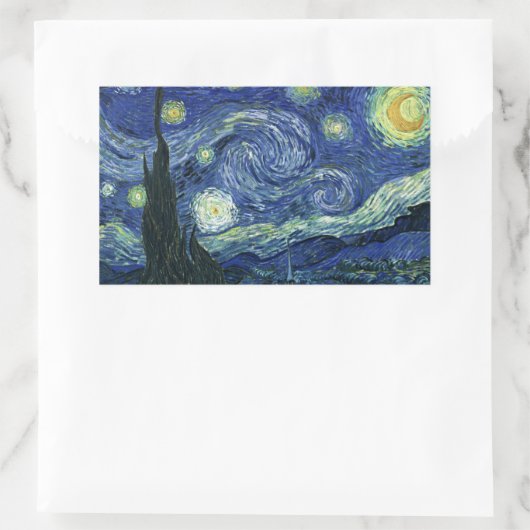 スターリーナイトビンセントゴッホファインアート絵画ズ 長方形シール (バッグ)