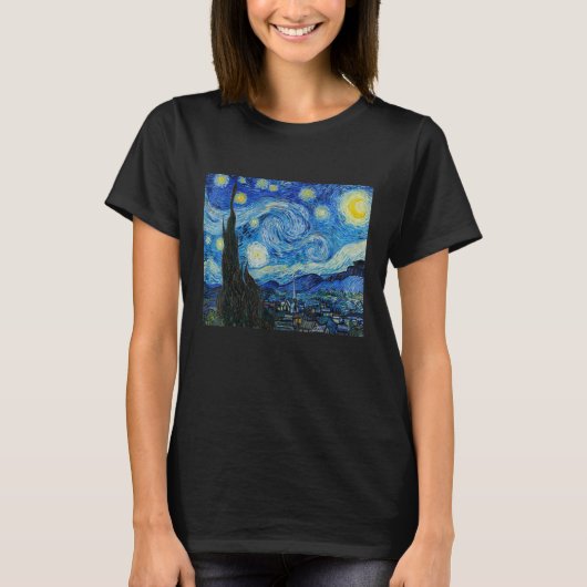 スターリーナイトビンセントゴッホファインアート絵画ズ Tシャツ (正面)