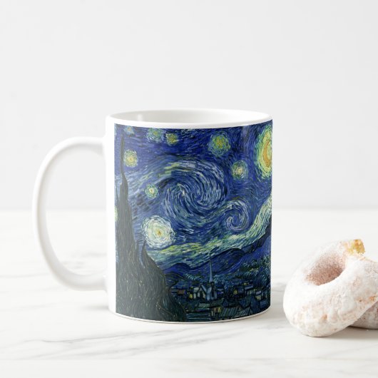 スターリーナイトビンセントゴッホヴィンテージズ絵画アート コーヒーマグカップ (ドーナツ)
