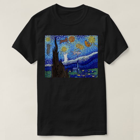 スターリーナイトビンセントゴッホ有名絵画なスター Tシャツ (デザイン正面)