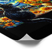 スターリーナイトビンセントファンゴッホサンフラワーズ猫好き ポスター (角)