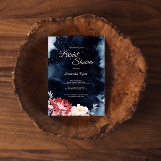 スターリーナイトフローラブライダルシャワー招待 招待状