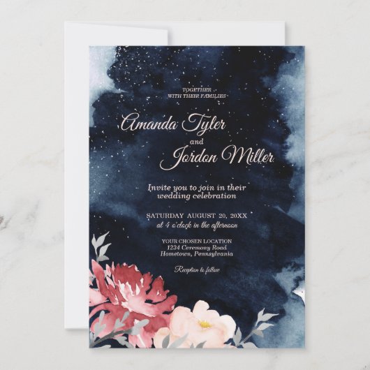 スターリーナイトフローラ結婚式招待状 招待状 (正面)