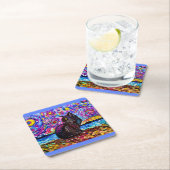 スターリーナイトブラック子猫コースター スクエアペーパーコースター (インサイチュ)