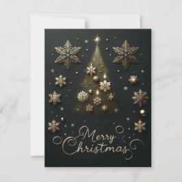 スターリーナイトブラック&金ゴールドクリスマスカード シーズンカード