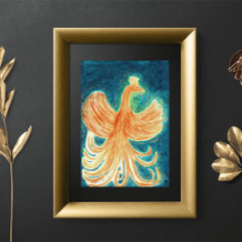 スターリーナイトブルーライジングフェニックスウォーターカラー ポスター