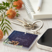 スターリーナイトユーカリ青いアザウィンターウェディング キーホルダー (正面右)