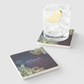 スターリーナイトユーカリ青いアザウィンターウェディング ストーンコースター (横)