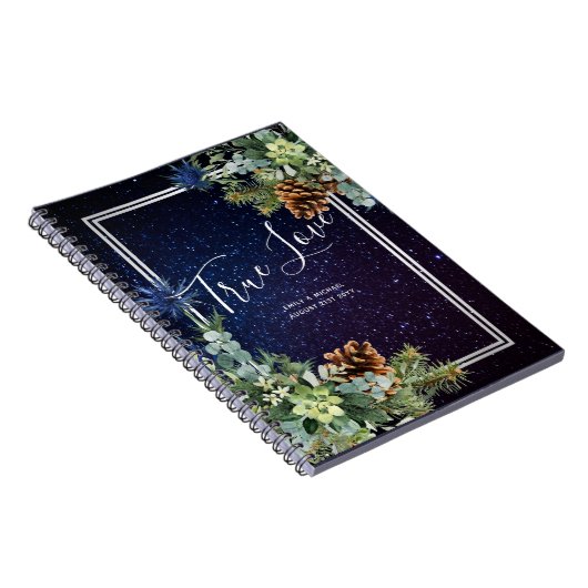 スターリーナイトユーカリ青いアザウィンターウェディング ノートブック (右側)