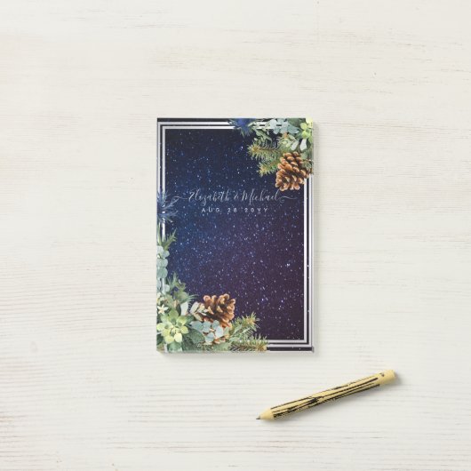 スターリーナイトユーカリ青いアザウィンターウェディング ポストイット (デスク上)