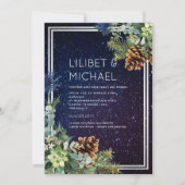 スターリーナイトユーカリ青いアザウィンターウェディング 招待状 (正面)