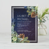 スターリーナイトユーカリ青いアザウィンターウェディング 招待状 (スタンド正面)