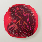 スターリーナイトランニングの赤い丸いピローブル ラウンドクッション (正面)