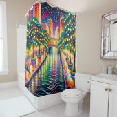 「スターリーナイトリバーウォークお祝い：サンアントニオ」 シャワーカーテン (インサイチュ)