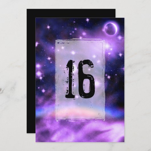 スターリーナイトレインボーファンタジースウィート16誕生日 招待状 (正面/裏面)