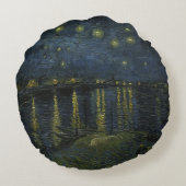 スターリーナイトローヌ越え、油絵ファンゴッホ ラウンドクッション (裏面)