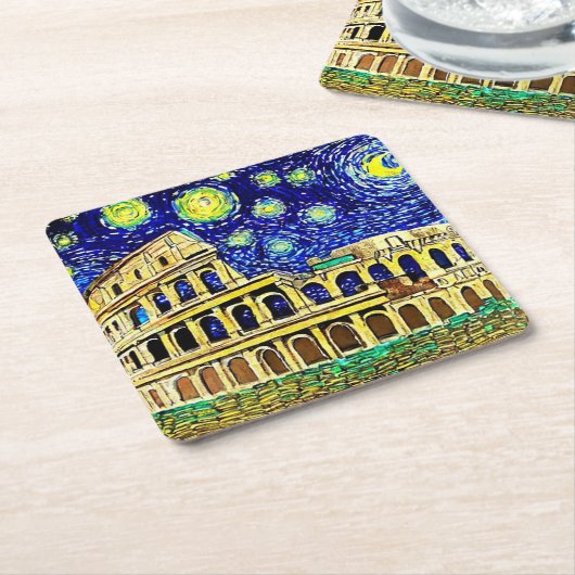 スターリーナイトローマイタリア スクエアペーパーコースター (アングル)