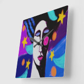 スターリーナイト抽象芸術アートスクエアウォールクロック スクエア壁時計 (傾斜)