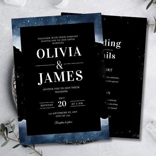 スターリーナイト結婚式招待状エレガントナイトスカイ 招待状