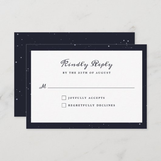 スターリーナイト結婚式招待状RSVPカード 出欠カード (正面/裏面)