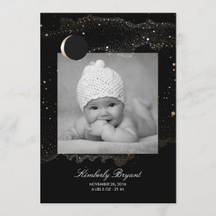 スターリーナイト金ゴールドスター生まれたばかりのベビーフォト誕生 案内状