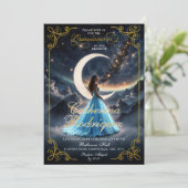 スターリーナイト金ゴールドベビーブルーキンセニェラ招待状 招待状 (スタンド正面)