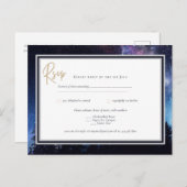 スターリーナイト銀河系ウェディングRSVPネイビー金ゴールドポストカー ポストカード (正面/裏面)