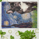 スターリーナイト – ブリンドルフランスのブルドッグ キッチンタオル (折り畳み)