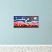 スターリーナイトinデンバーコロラドスカイライン キャンバスプリント (インサイチュ (ウッドフロア))